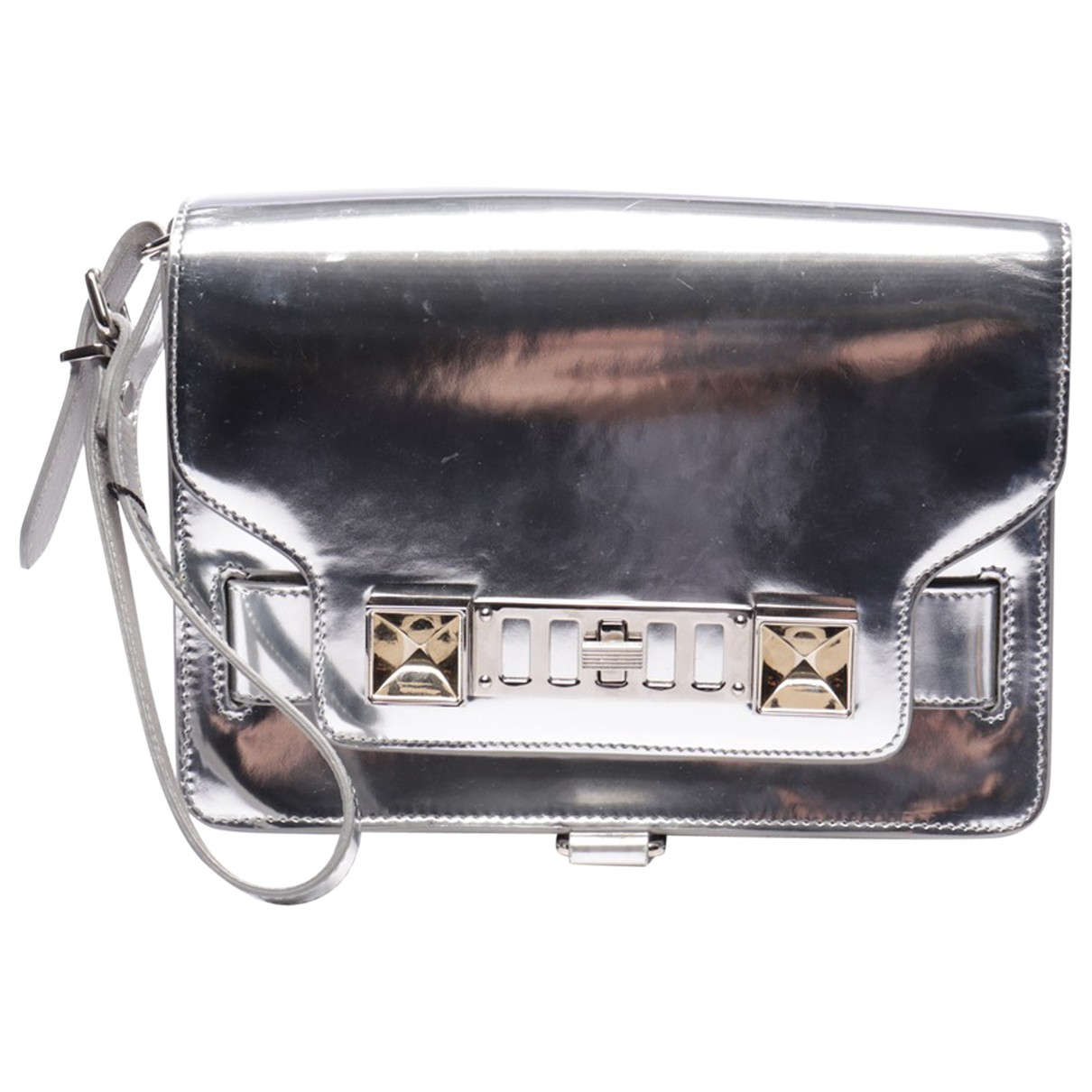 cream patent bag